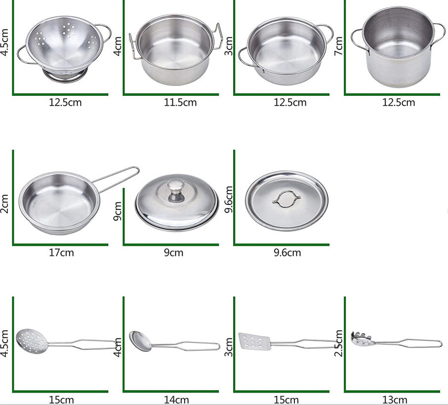 Children’s Stainless Steel Mini Kitchen Toy Set